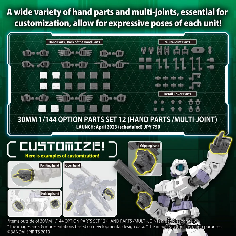 30MM W-23 Option Parts Set 12 (Hand Parts / Multi-joint) - Image 10