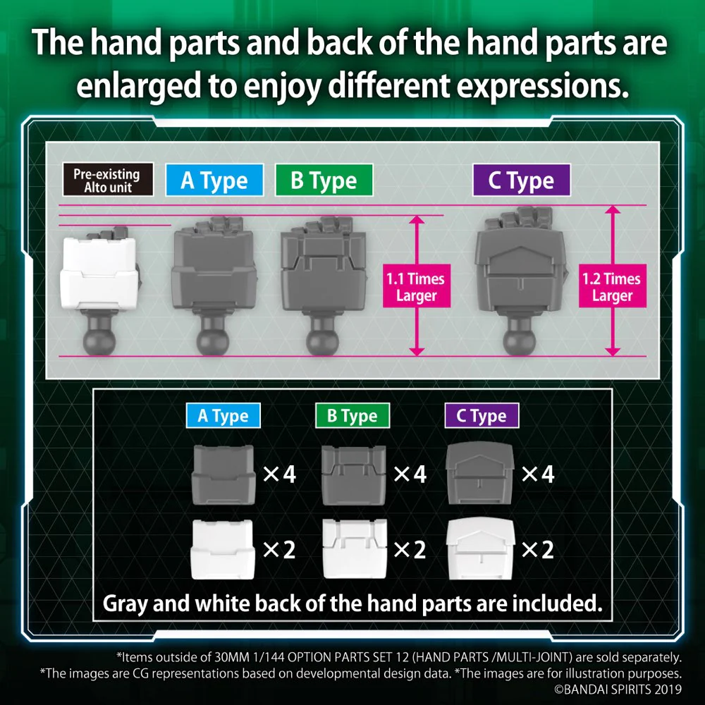 30MM W-23 Option Parts Set 12 (Hand Parts / Multi-joint) - Image 11