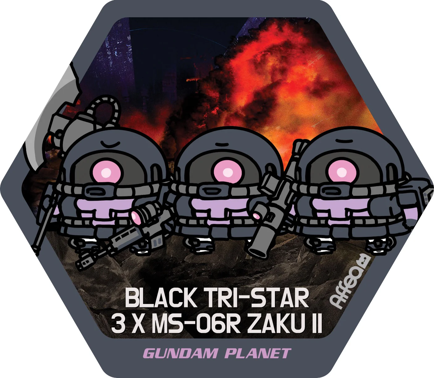 Affea Sticker 19 Black Tri-Stars Zakus