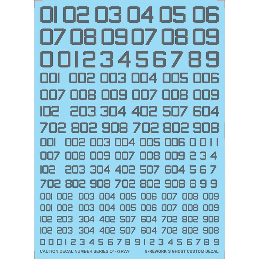 G-REWORK CAU-N-01-G Caution Decal Number 01 Gray
