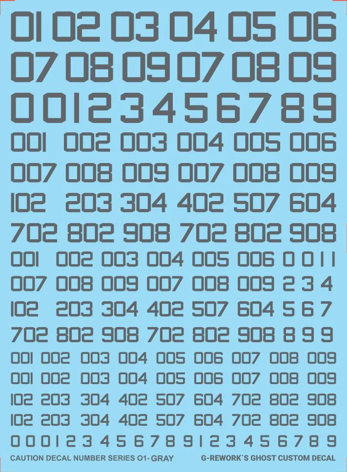 G-REWORK CAU-N-01-G Caution Decal Number 01 Gray - Image 2