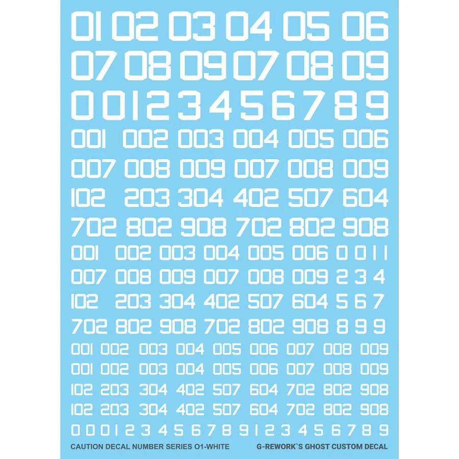 G-REWORK CAU-N-01-W Caution Decal Number 01 White