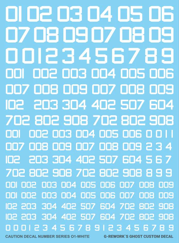 G-REWORK CAU-N-01-W Caution Decal Number 01 White - Image 2