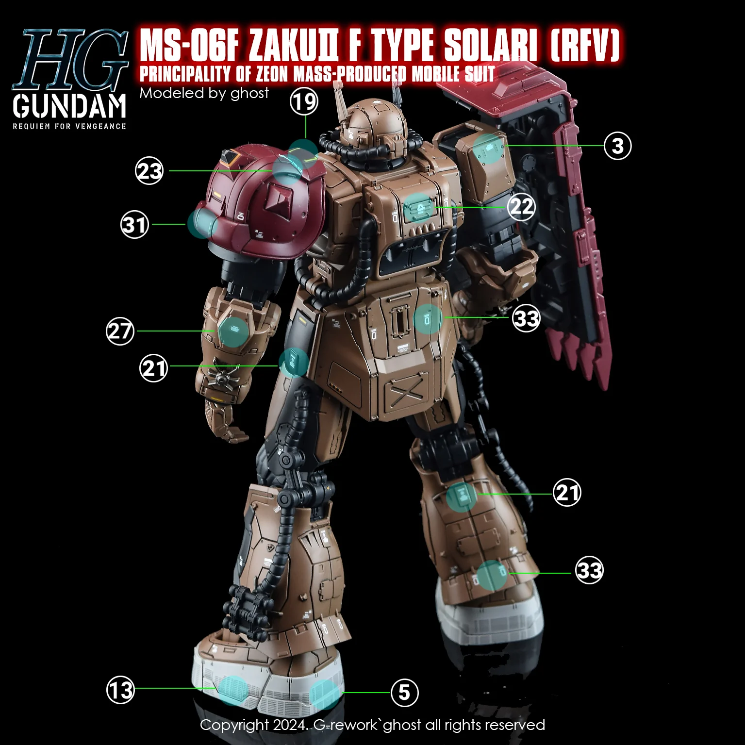 G-REWORK Decal H254 HGUC Zaku II F-Type Solari - Image 13