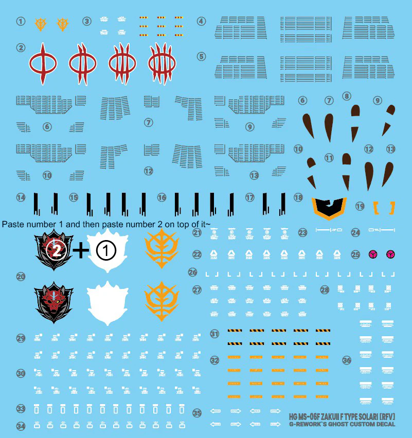 G-REWORK Decal H254 HGUC Zaku II F-Type Solari - Image 14