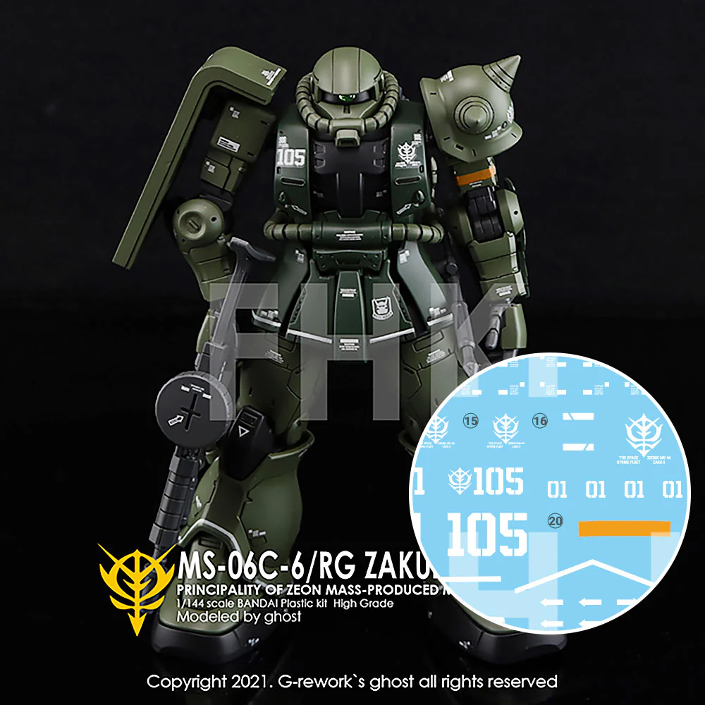 G-REWORK Decal HG HO-25 MS-06 Zaku II C-6/R6 (Gundam The Origin)
