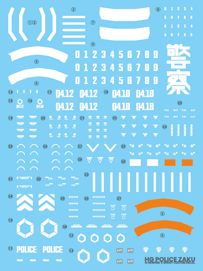 G-REWORK Decal H-GQ02 HG Police Zaku - Image 2