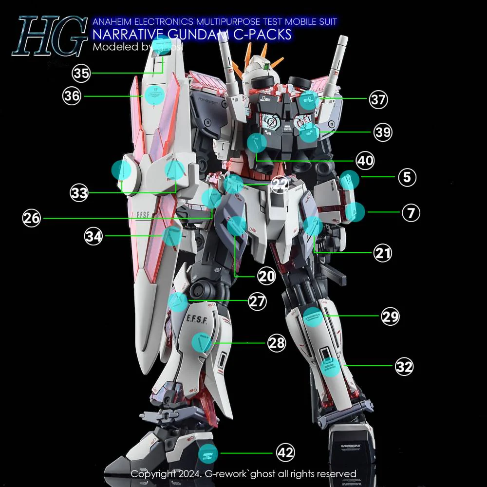 G-REWORK Decal H222 HGUC Narrative Gundam C-Packs - Image 10