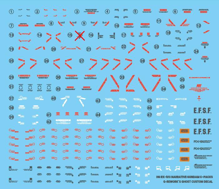G-REWORK Decal H222 HGUC Narrative Gundam C-Packs - Image 11