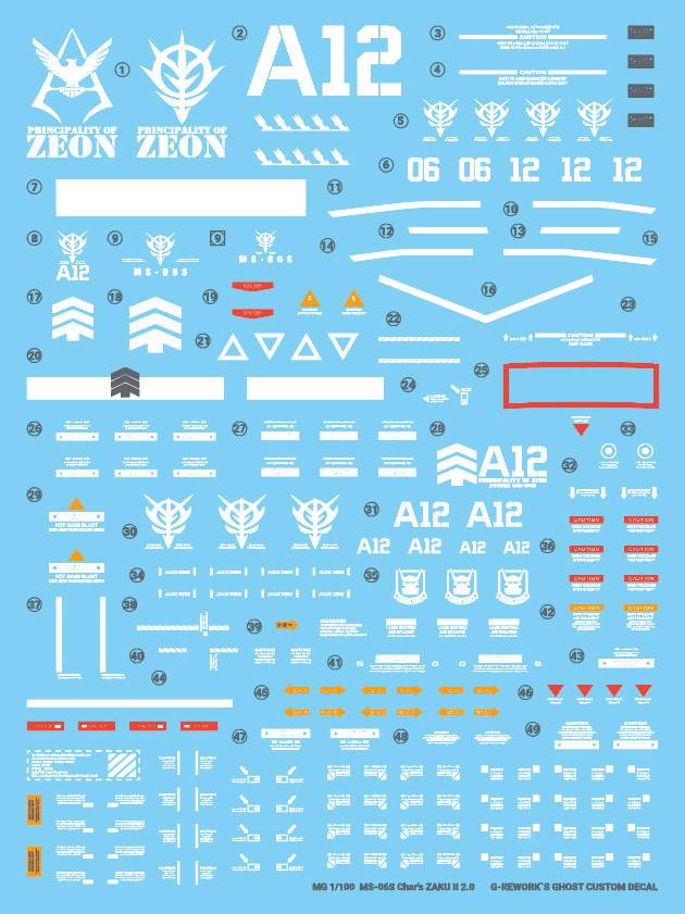 G-REWORK Decal M98 MG MS-06S Zaku II Ver 2.0 Char Custom - Image 3
