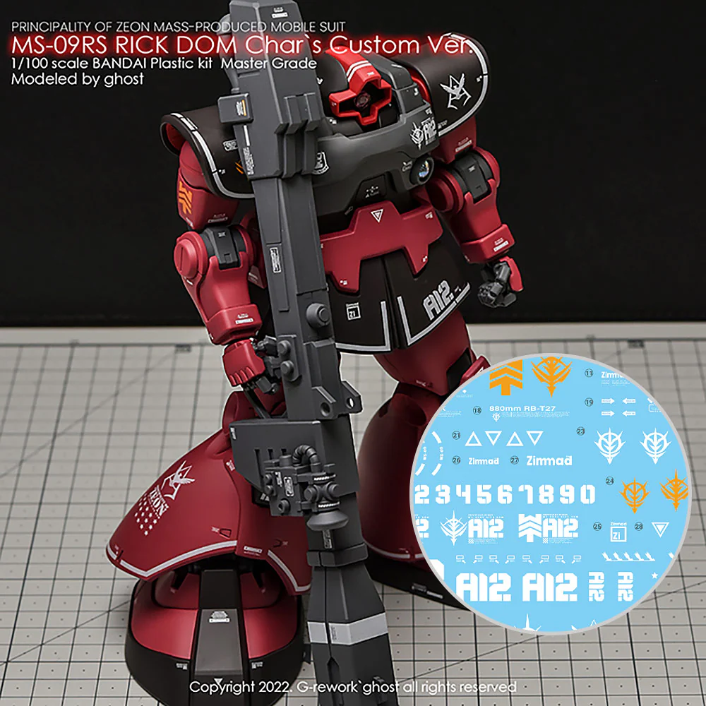 G-REWORK Decal M196 MG Rick Dom 1.5 Char's Custom