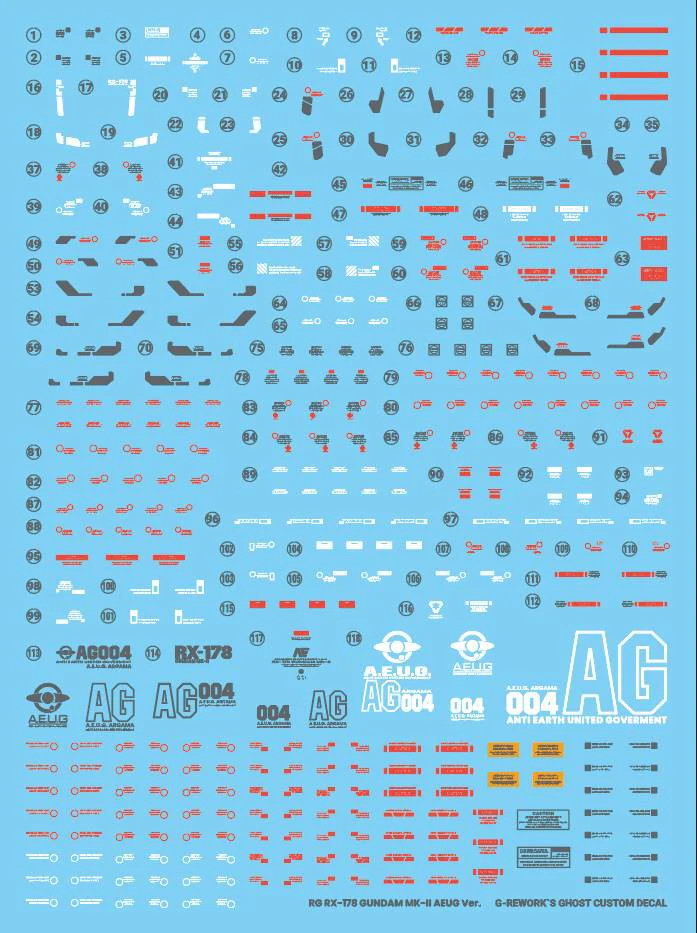 G-REWORK Decal RG08 RG Gundam Mk-II AEUG - Image 9