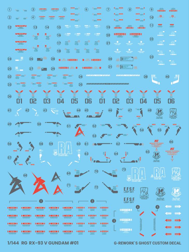 G-REWORK Decal RG32 RG Nu Gundam (Decal v2.0) - Image 11