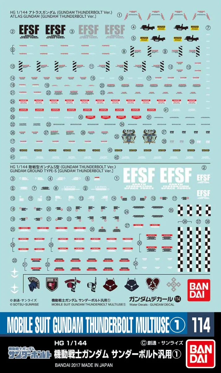 GD-114 HG Gundam Thunderbolt Series Decal - Image 3