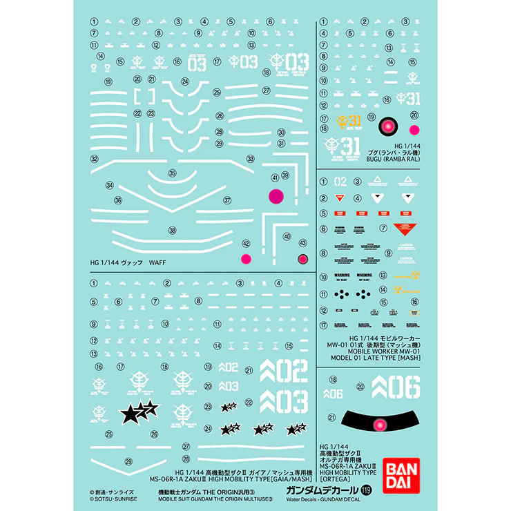 GD-119 HG Gundam The Origin Series 3 Decal