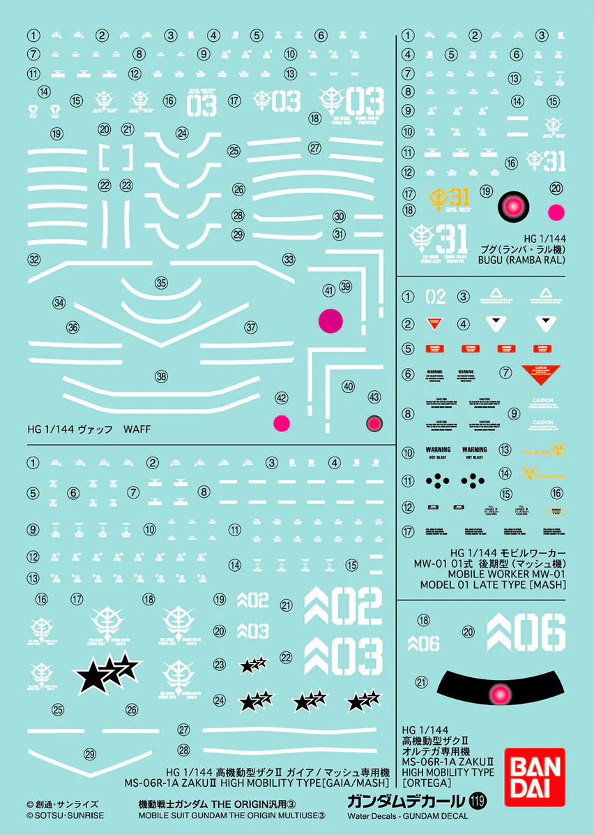 GD-119 HG Gundam The Origin Series 3 Decal - Image 2