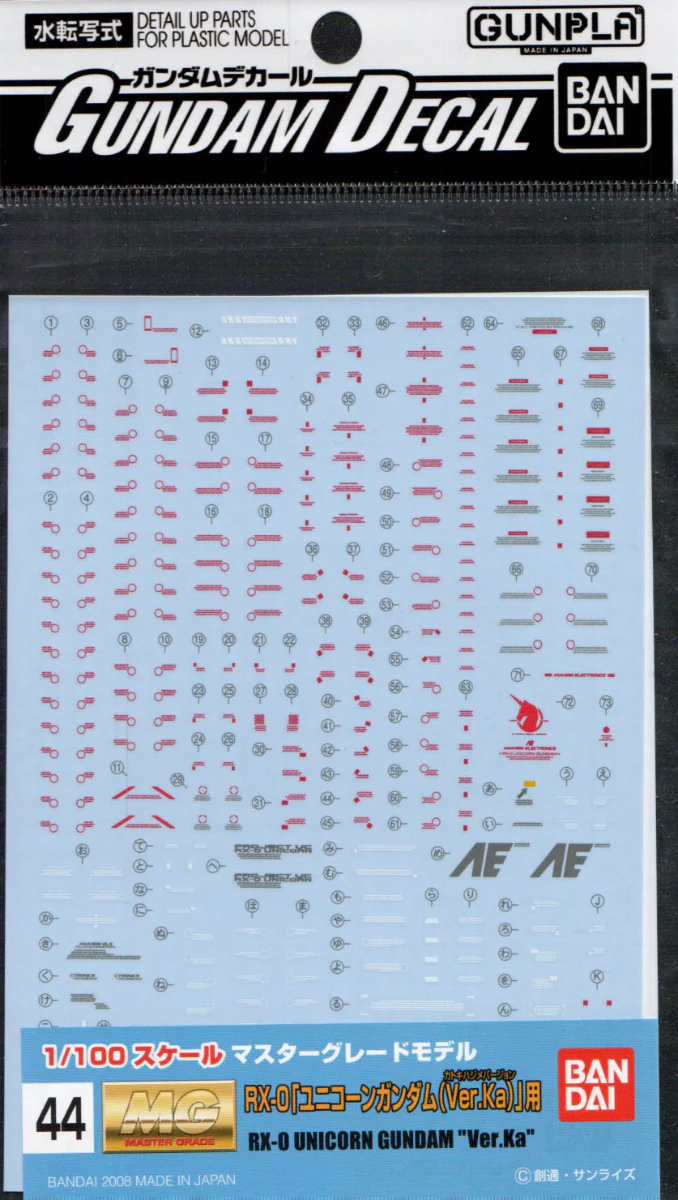 GD-44 MG Unicorn Gundam Ver.Ka Decal - Image 2