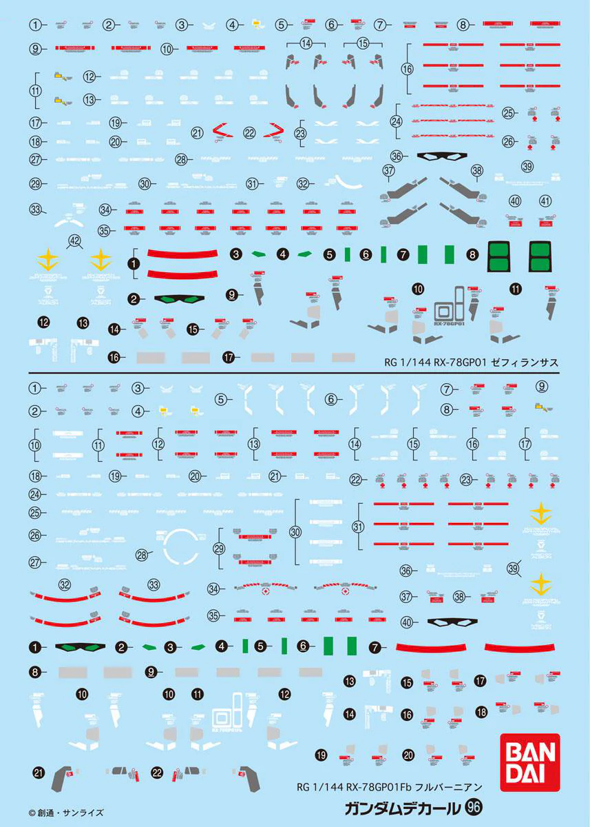 GD-96 RG Gundam GP01 / GP01Fb Decal - Image 2