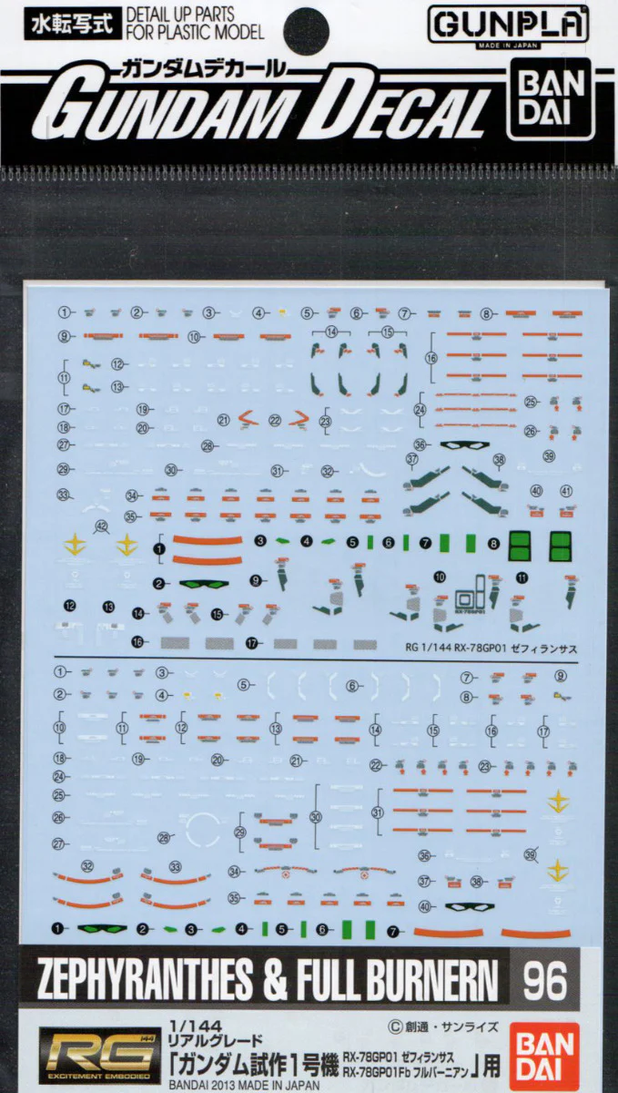GD-96 RG Gundam GP01 / GP01Fb Decal - Image 4