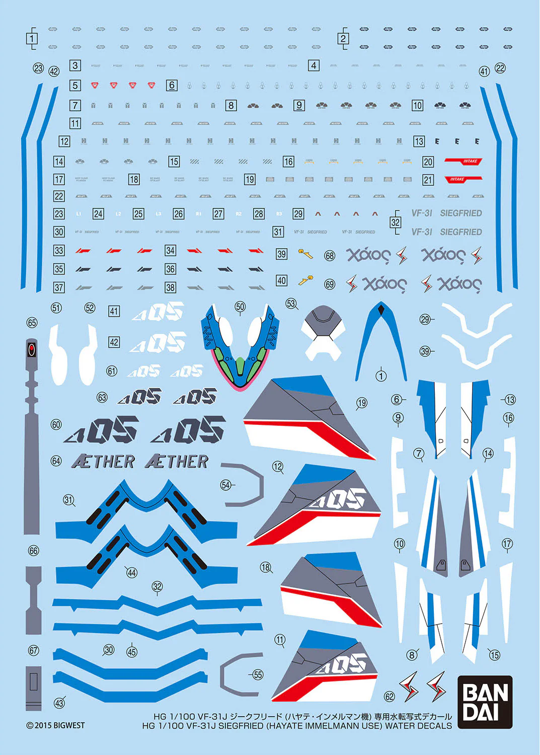 HG 1/100 VF-31J Siegfried (Hayate Immelmann Use) Water Decals - Image 2