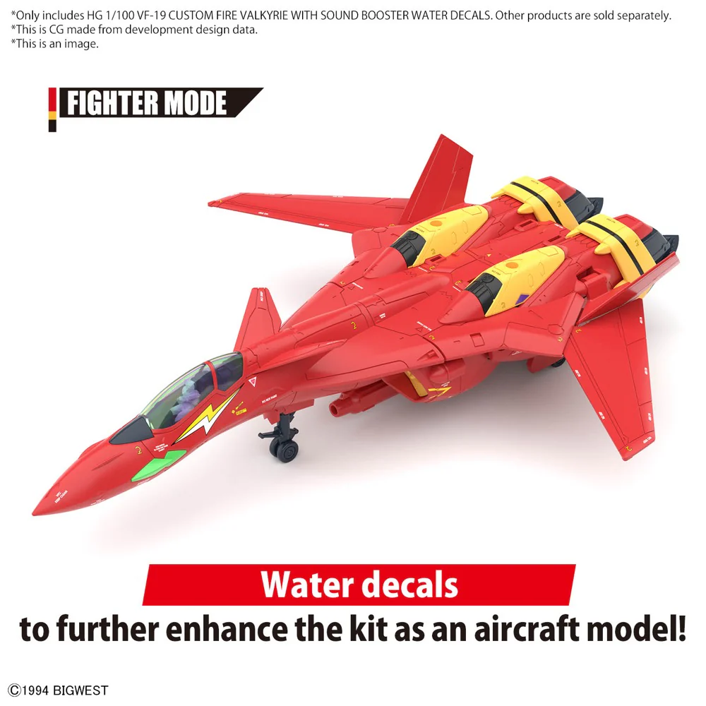 HG 1/100 VF-19 Custom Fire Valkyrie with Sound Booster Water Decals - Image 4