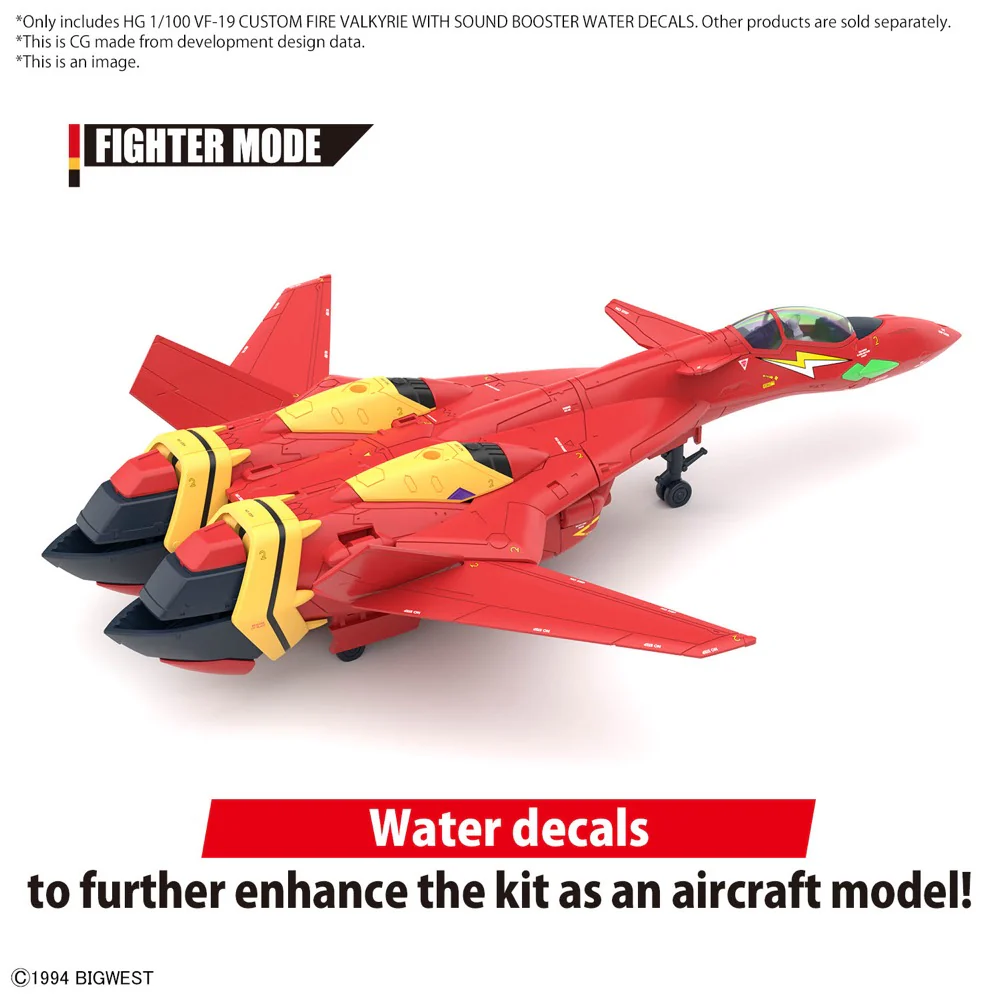 HG 1/100 VF-19 Custom Fire Valkyrie with Sound Booster Water Decals - Image 5