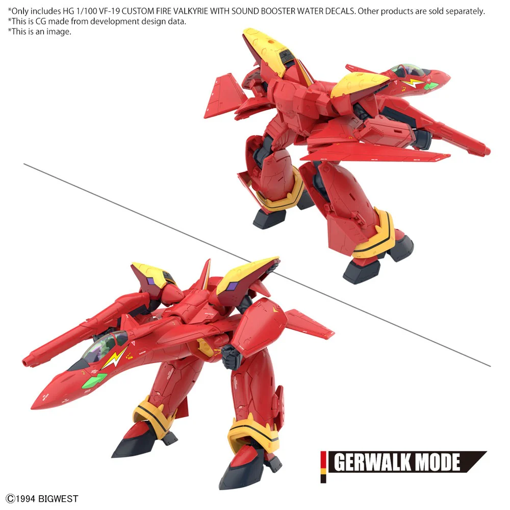 HG 1/100 VF-19 Custom Fire Valkyrie with Sound Booster Water Decals - Image 7