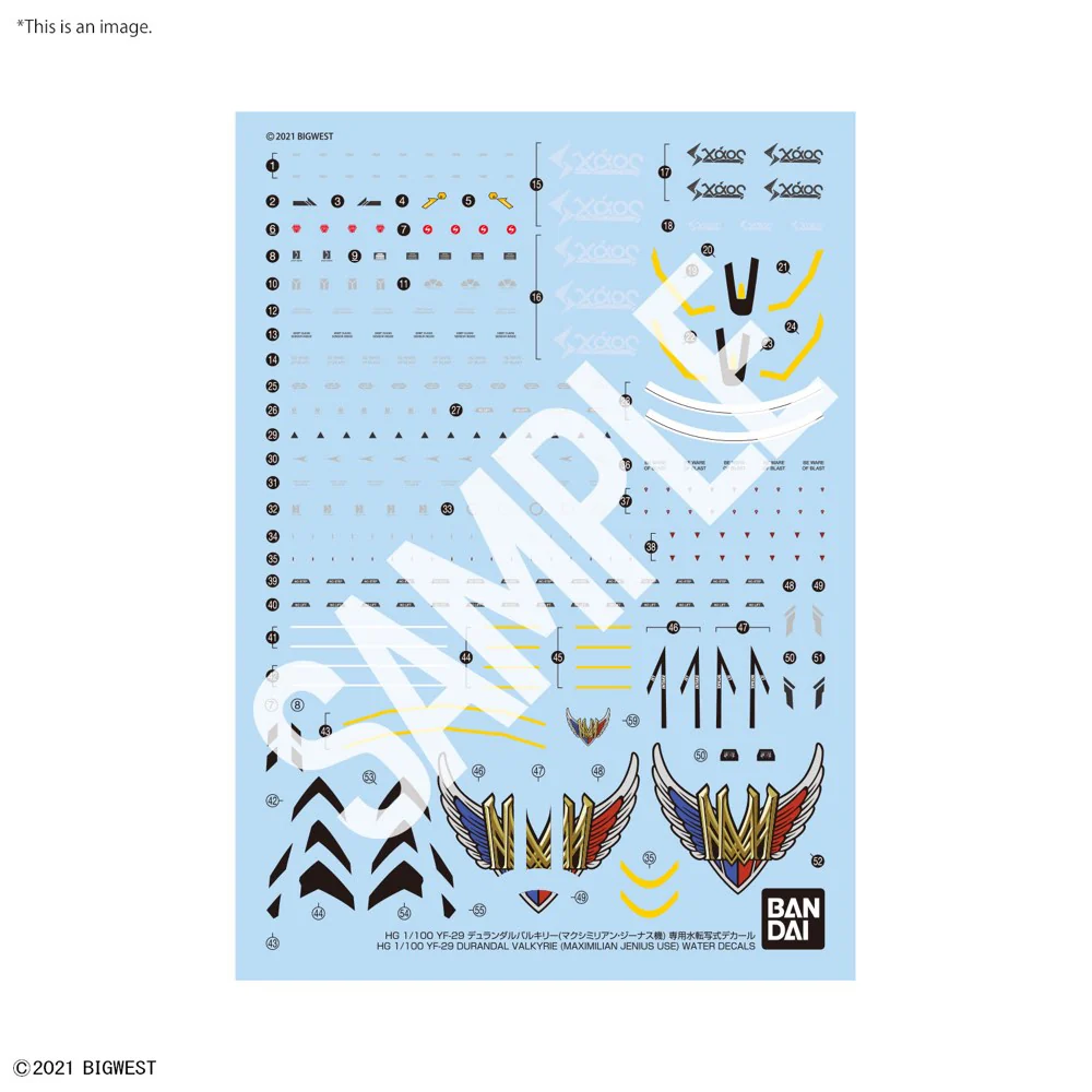 HG 1/100 YF-29 Durandal Valkyrie (Maximilian Jenius Use) Full Set Pack Water-slide Decal - Image 2
