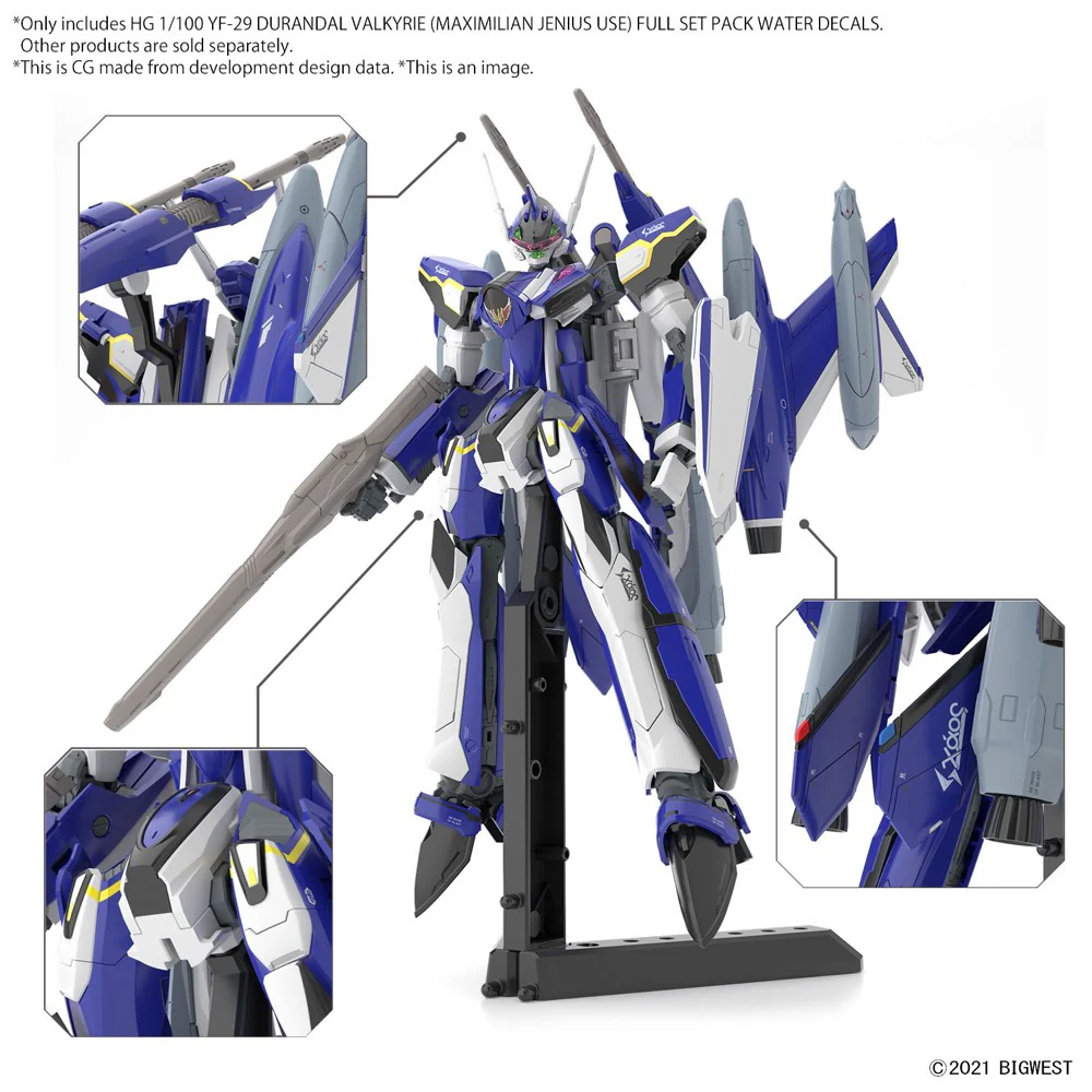 HG 1/100 YF-29 Durandal Valkyrie (Maximilian Jenius Use) Full Set Pack Water-slide Decal - Image 3