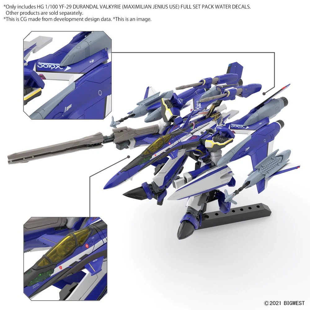 HG 1/100 YF-29 Durandal Valkyrie (Maximilian Jenius Use) Full Set Pack Water-slide Decal - Image 4