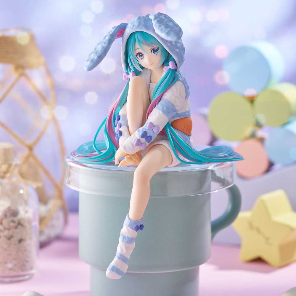Noodle Stopper Figure: Hatsune Miku Rabbit Ear Hood Pajama Blue Color Ver. - Image 2
