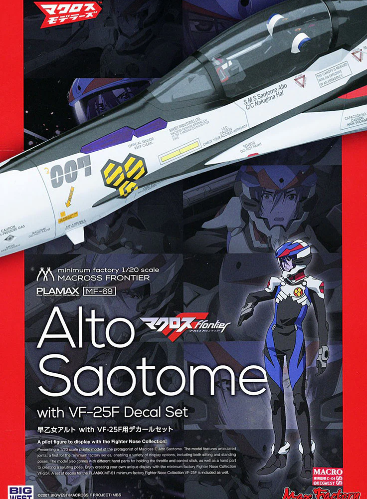 PLAMAX minimum factory 1/20 MF-69 Alto Saotome with VF-25F Decal Set - Image 10